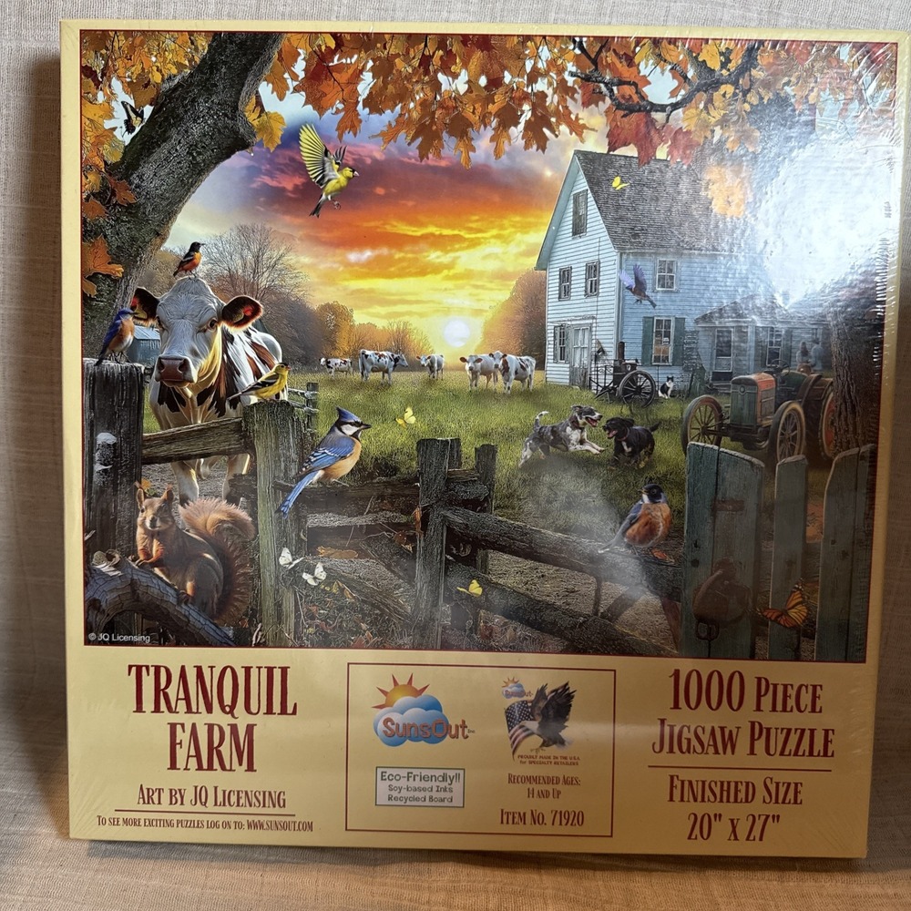 SUNSOUT JIGSAW PUZZLE Tranquil Farm 1000 PCS FACTORY SEALED 20x27"